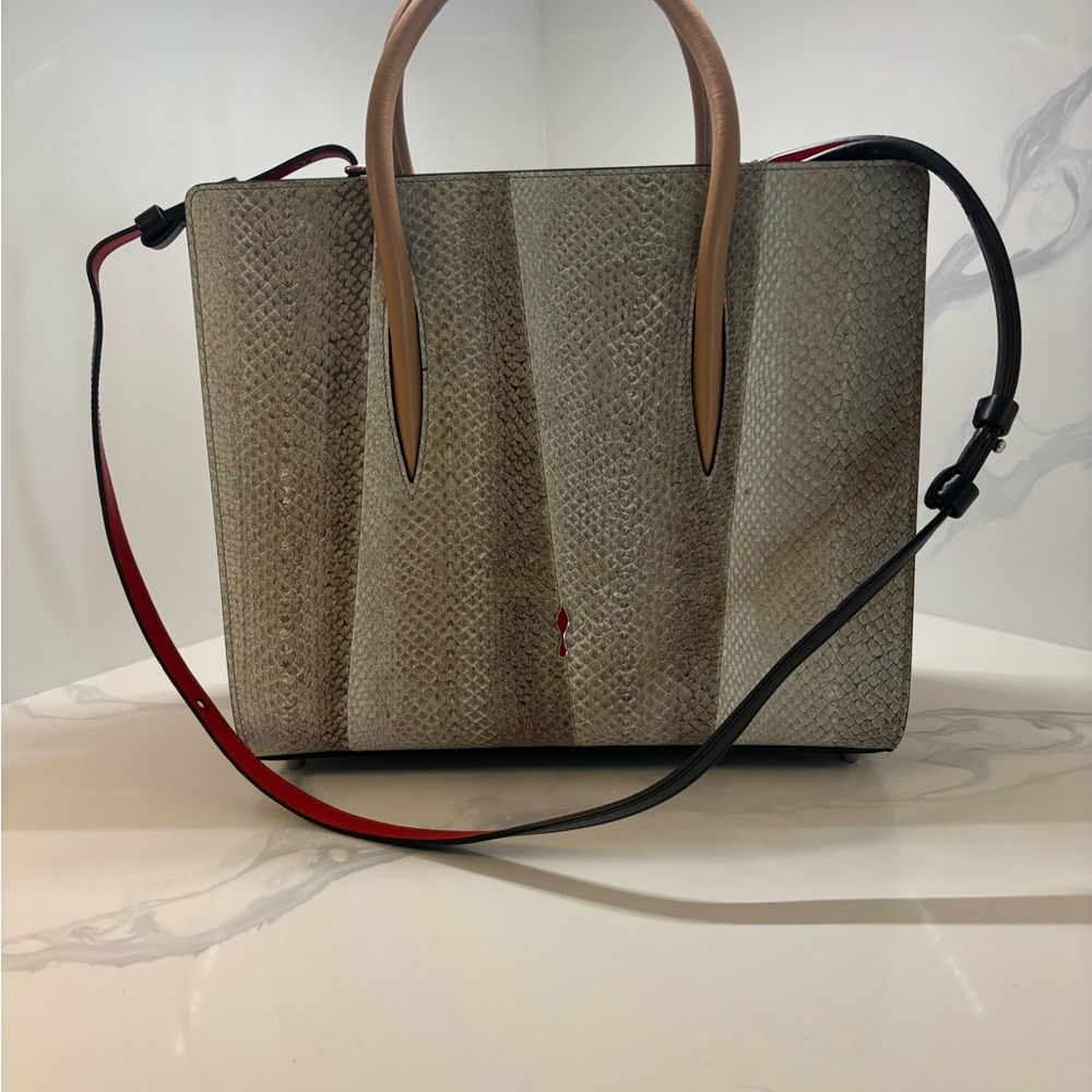 Christian Louboutin Medium Paloma Bag -  Gray and Black Snake Print Tote Bag